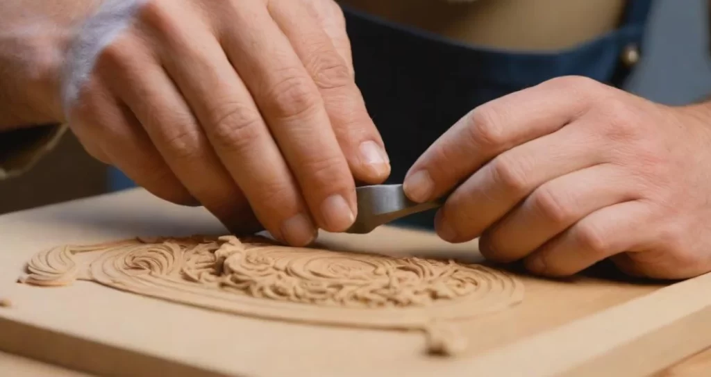 Artisan hand carving piece in wood