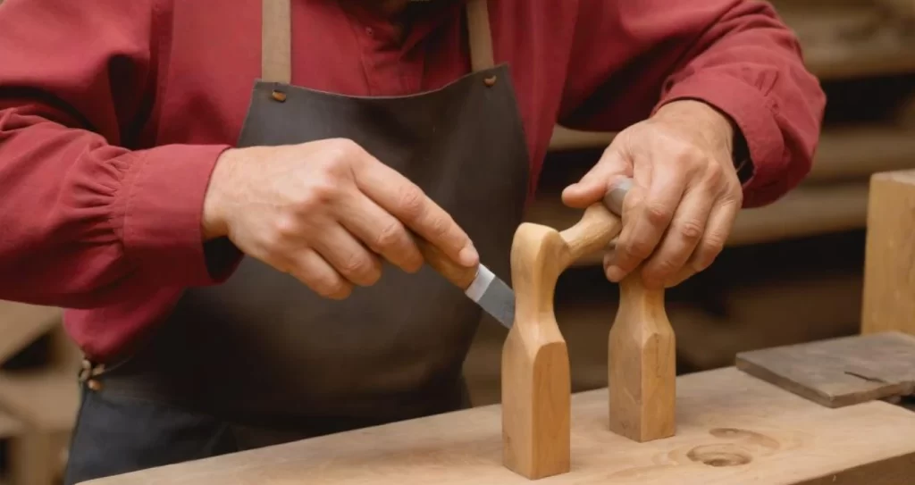 Artisan working on wood on workshop