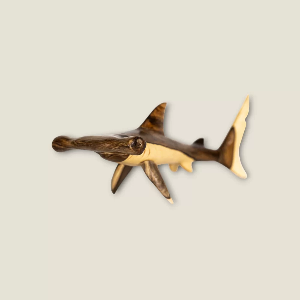 Hand-carved Wooden Hammerhead Shark Figurine – Unique Marine Decor