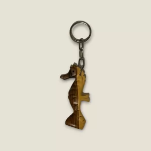 Hand-Carved Wooden Seahorse Keychain