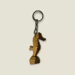 Hand-Carved Wooden Seahorse Keychain
