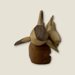 Hand-Carved Wooden Shark Mother and Calf Sculpture