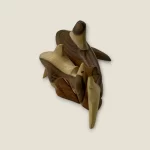 Hand-Carved Wooden Shark Mother and Calf Sculpture