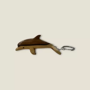 Hand-Carved Wooden Dolphin Keychain