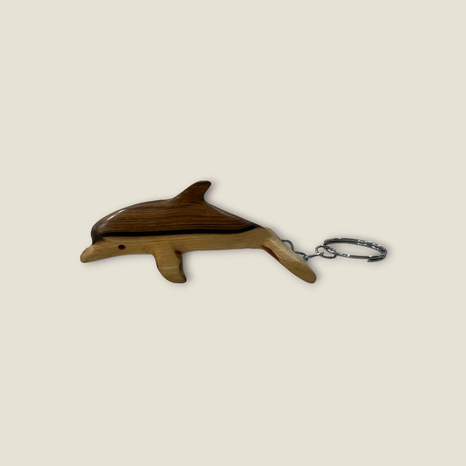 Hand-Carved Wooden Dolphin Keychain