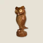 Hand-Carved Wooden Owl Figurine