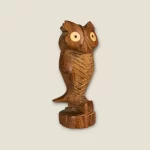 Hand-Carved Wooden Owl Figurine