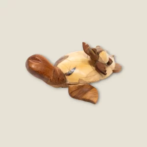 Hand-Carved Wooden Sea Turtle Sculpture