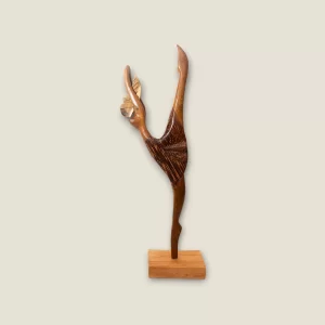 Elegant Dancer Hand-Carved Wooden Sculpture