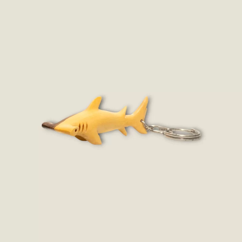 Hand-carved Wooden Hammerhead Shark Keychain