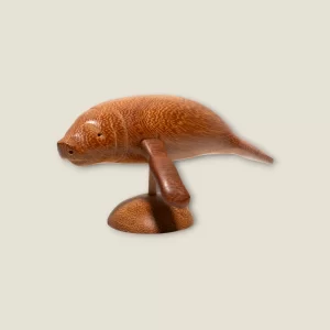 Hand-Carved Wooden Manatee Figurine