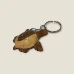Hand-Carved Wooden Tortoise Keychain