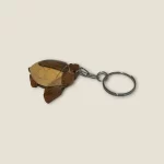 Hand-Carved Wooden Tortoise Keychain
