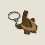 Hand-Carved Wooden Tortoise Keychain