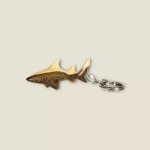 Hand-Carved Wooden Shark Keychain