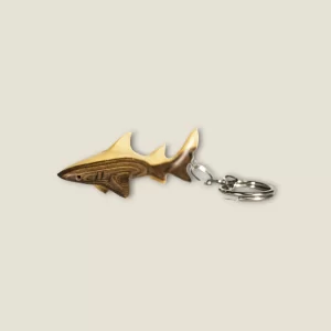Hand-Carved Wooden Shark Keychain